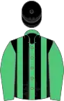 Emerald green and black stripes, emerald green sleeves, black cap