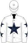 White, dark blue star, white sleeves, dark blue stars