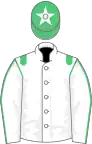 White, green epaulettes, white sleeves, green seams, green cap