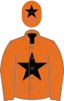 Orange, black star and star on cap