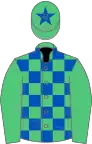 Emerald Green and Royal Blue check, Emerald Green sleeves, Emerald Green cap, Royal Blue star