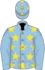 Light blue, yellow stars, light blue sleeves