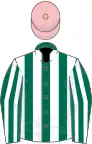 Dark Green and White stripes, Pink cap