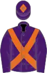 Purple, orange cross sashes, orange diamond on cap