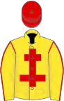 Yellow, red cross of lorraine, red seams on sleeves, red cap