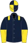 Dark blue, yellow epaulets, halved sleeves, quartered cap