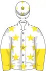 White, yellow stars, halved sleeves and stars on cap