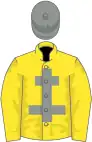 Yellow, grey cross of lorraine and cap