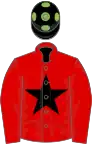 Red, black star, black cap, light green spots