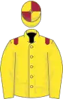 Yellow, maroon epaulets, quartered cap