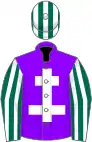 Violet, White Cross of Lorraine, Dark Green and White striped sleeves and cap