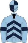 Light blue, dark blue chevrons and armlets, quartered cap