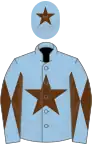 Light blue, brown star, diabolo on sleeves and star on cap