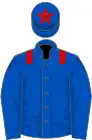 Royal blue, red epaulets and star on cap