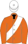 Orange, white sash, white cap