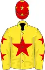 Yellow, red star, yellow sleeves, red stars, red cap, yellow stars