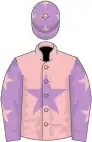 Pink, mauve star, mauve sleeves, pink stars and cap