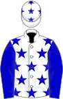 White, blue stars and sleeves, stars on cap