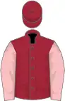 Maroon, pink sleeves