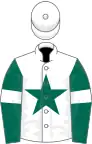 White, dark green star, dark green sleeves, white armlets