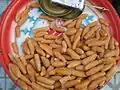 Boiled winged bean roots served as a snack in Burma