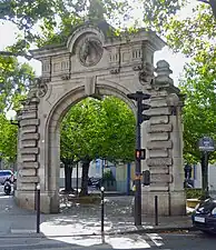 Entrance of the former Vaugirard slaughterhouses, at the intersection of Rue des Morillons and Rue Brancion.