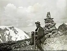 Peter Kaufmann on the summit of Castor Peak (8282 ft.). Photo courtesy E. Kaufmann, Grindelwald.