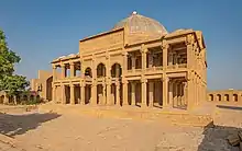 The tomb of Isa Khan Hussain II is one of the most notable monuments at the site.