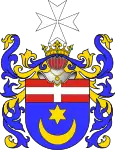 Coat of arms of Szczęsny Wojanowski, containing symbols of a Commander of the Malta Knights