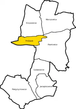 Location of Pniówek within Gmina Pawłowice