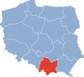 The Kraków Voivodeship within Poland in 1946.