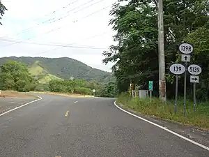 PR-139 north at PR-139R and PR-5139 intersection in Barrio Machuelo Arriba