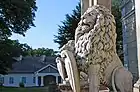 Statues of lions at the entrance to the Raczyński Palace