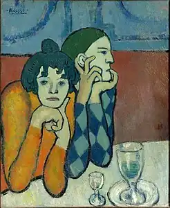 1901, Harlequin and his Companion (Les deux saltimbanques), oil on canvas, 73 x 60 cm, Pushkin Museum, Moscow