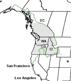 Image 1None of the multiple possible definitions of the Pacific Northwest is universally accepted. This map shows three possibilities: (1) The shaded area shows the historical Oregon Country. (2) The green line shows the Cascadia bioregion. (3) The labeled states and provinces include Washington, Idaho, Oregon and British Columbia. (from Pacific Northwest)