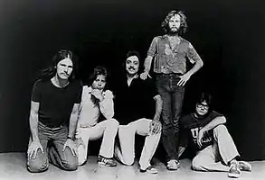 Pages circa 1979; from left to right: Charles "Icarus" Johnson, Steve George, Jerry Manfredi, Richard Page and George Lawrence