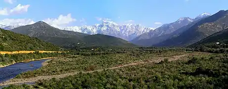 The Paglia Orba seen from the Pont des 5 Arcades (D81) in Galéria, above the Fango valley.