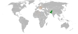 Map indicating locations of Pakistan and Hungary