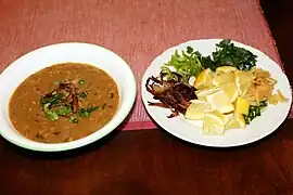 Haleem served with garnish