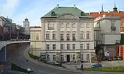 Eastern facade, St. Anne's Church on the left, Royal Castle on the right