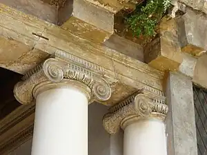 Detail of Ionic capitals in the loggia