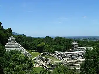 Temple of the Inscriptions (left) and a palace (right)