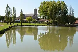 The church and lake in Palluau