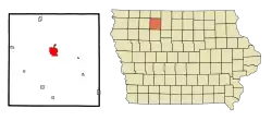 Location of Emmetsburg, Iowa