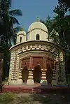 Dihi Baliharpur: Pancha ratna Radha Govinda temple, built in 1798, façade with rich terracotta panels, renovated.