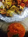 Paneer tikka with tomato chutney