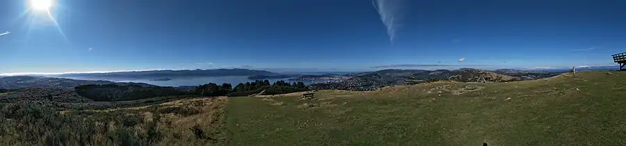 Panoramic view from Mt Kaukau over Wellington harbour