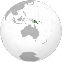 Location of Papua New Guinea (green)