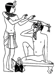 Image 36An Egyptian practice of treating Migraine in ancient Egypt. (from Science in the ancient world)