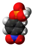 Space-filling model of the para-nitrophenylphosphate molecule